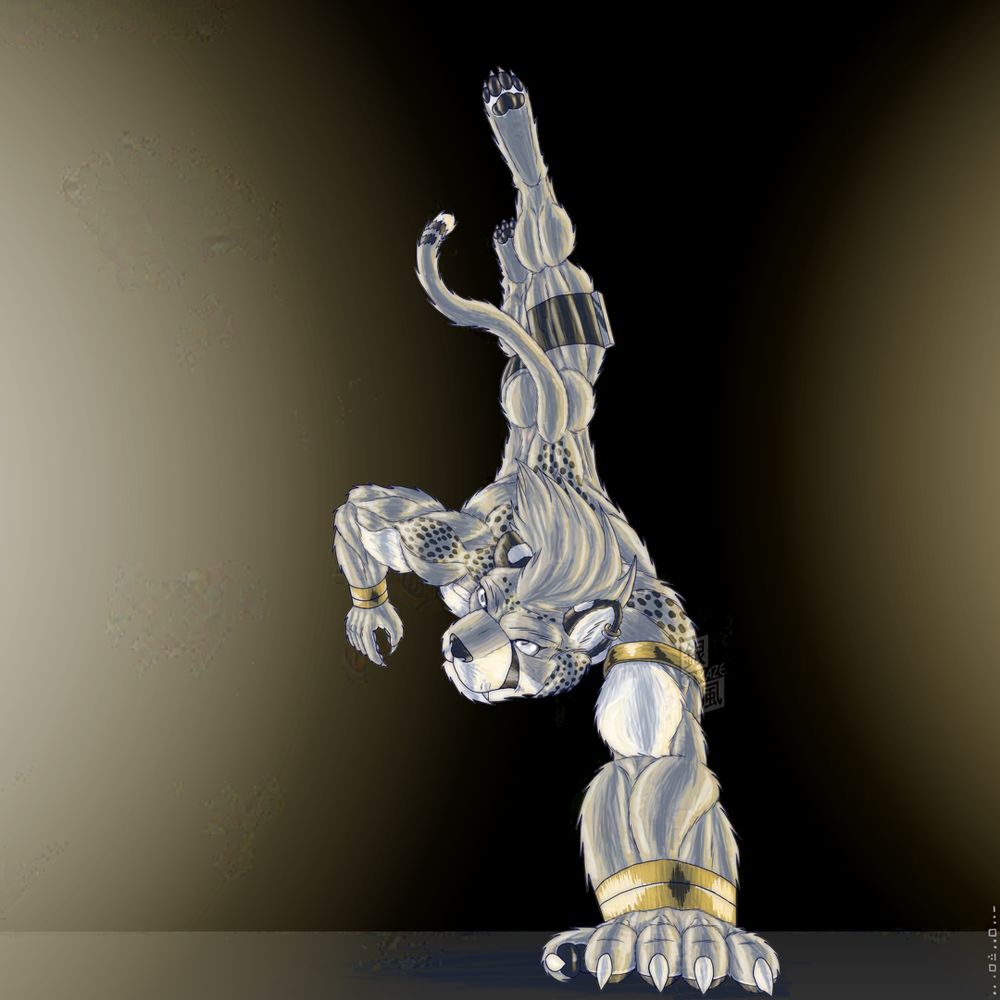 anthro cheetah landing after jumping