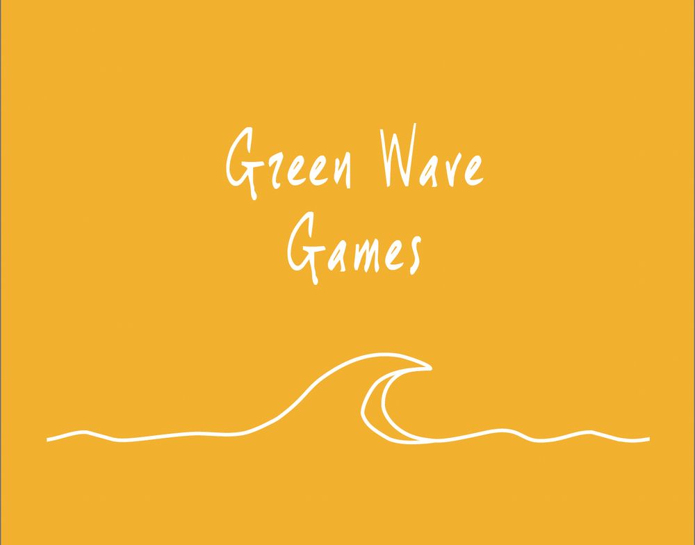 A wave logo with the name of the studio written over it: Green Wave Games