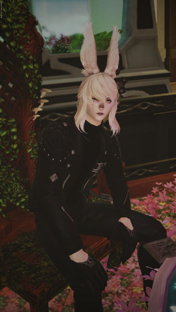 a viera from ffxiv sitting in a chair