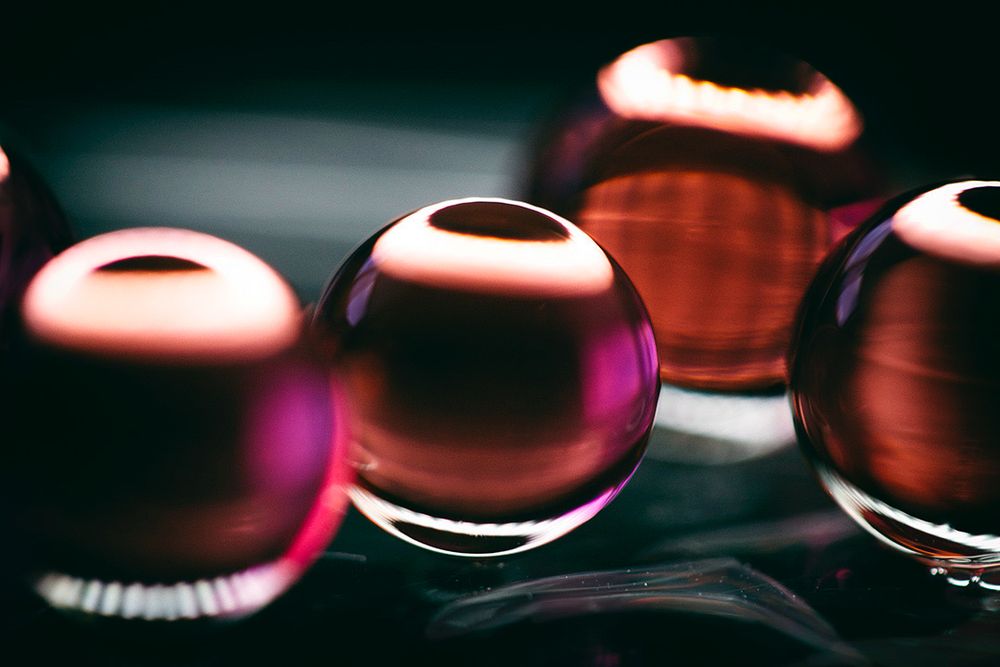 Closeup of scented beads with food coloring 