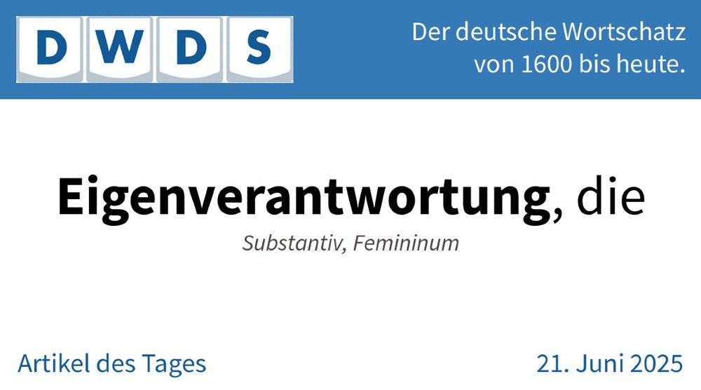 Eigenverantwortung, die | Substantiv, Femininum