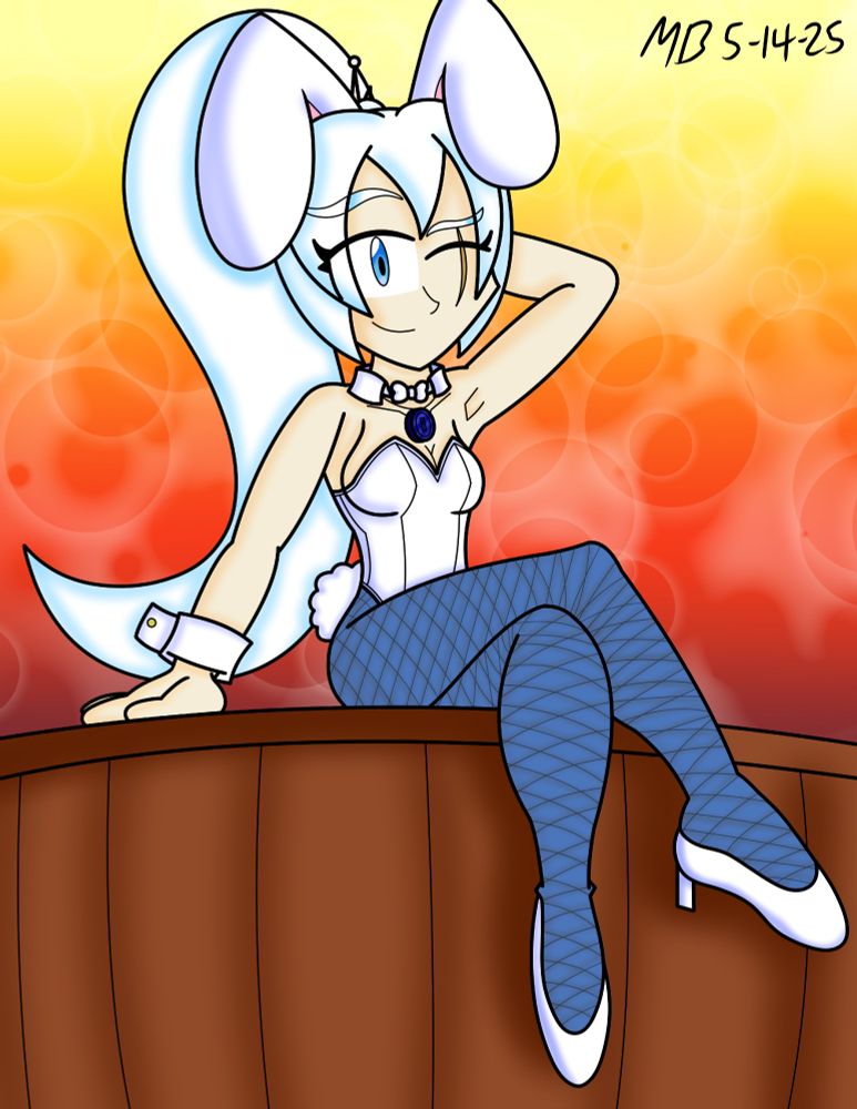 Weiss Schnee of RWBY is dressed up in a bunny suit.