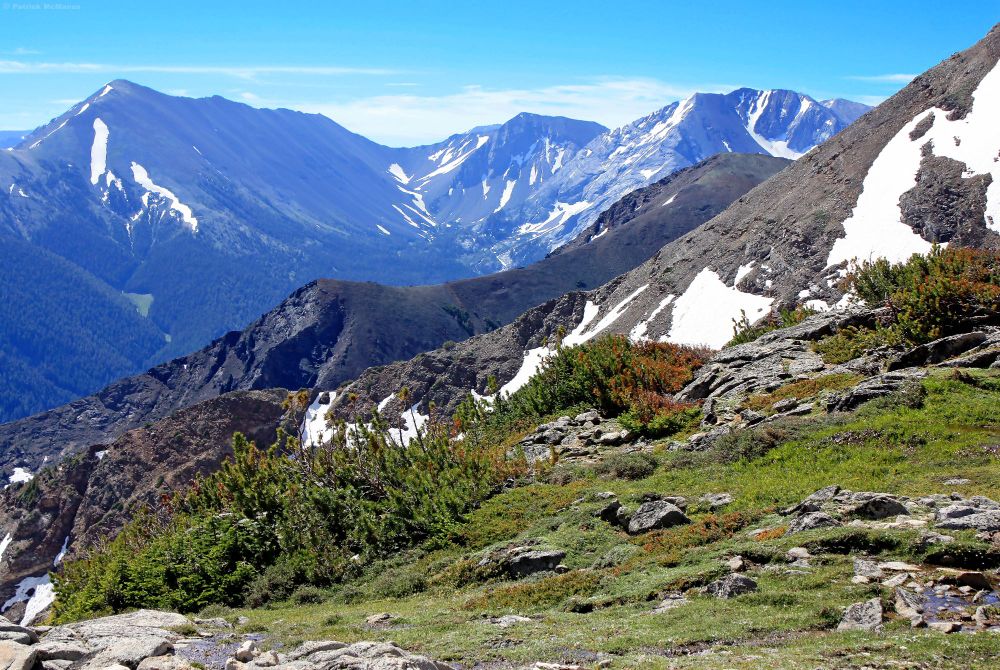 The view from Legore lake of Sacajawea Peak and Hurwal Divide in the Eagle Cap Wilderness.