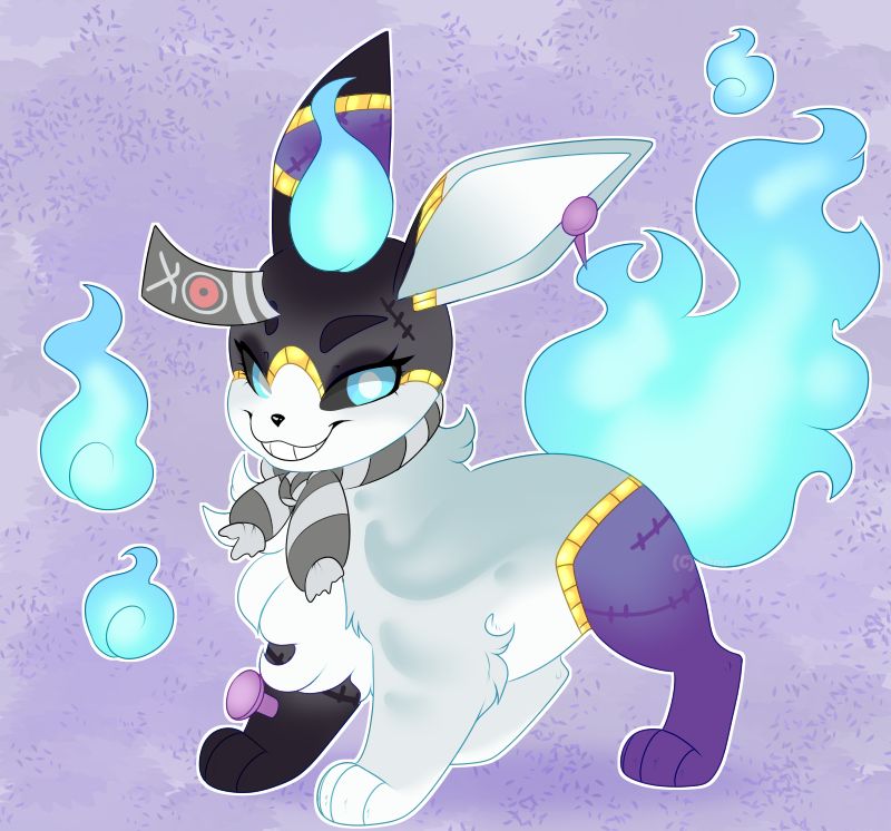Halloween fakemon eevee mixed with gengar and litwick adopt
