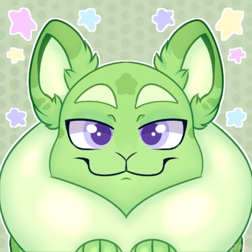 symmetry icon for bounsweetee of a green patchwork dino themed character