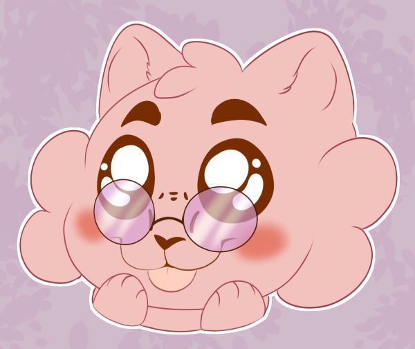 Small doodle for Smolem on artfight of their oc a chibi pink cheetah in small pink ground glasses