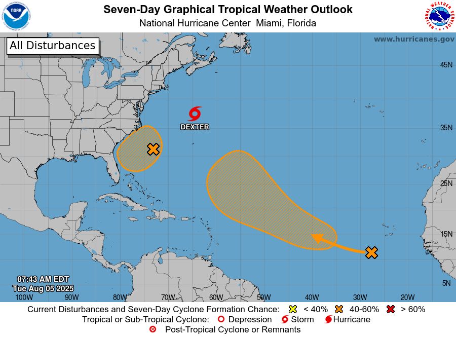 7-day graphical tropical weather outlook areas. 