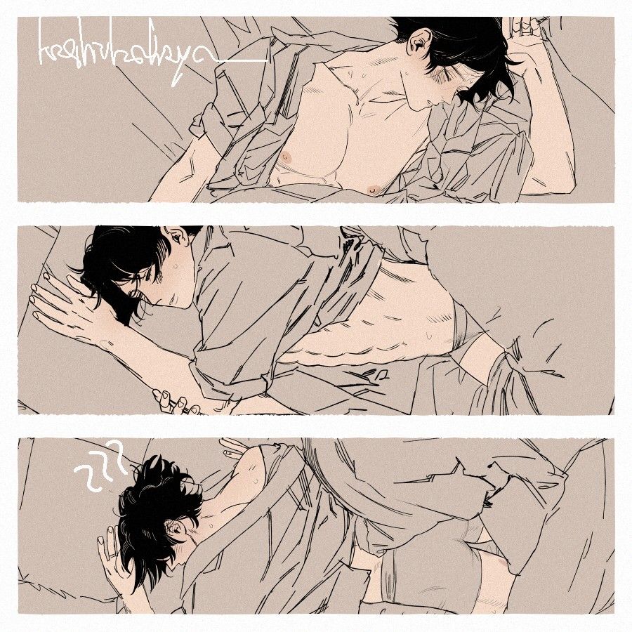 Mitsuru is too hot to sleep.