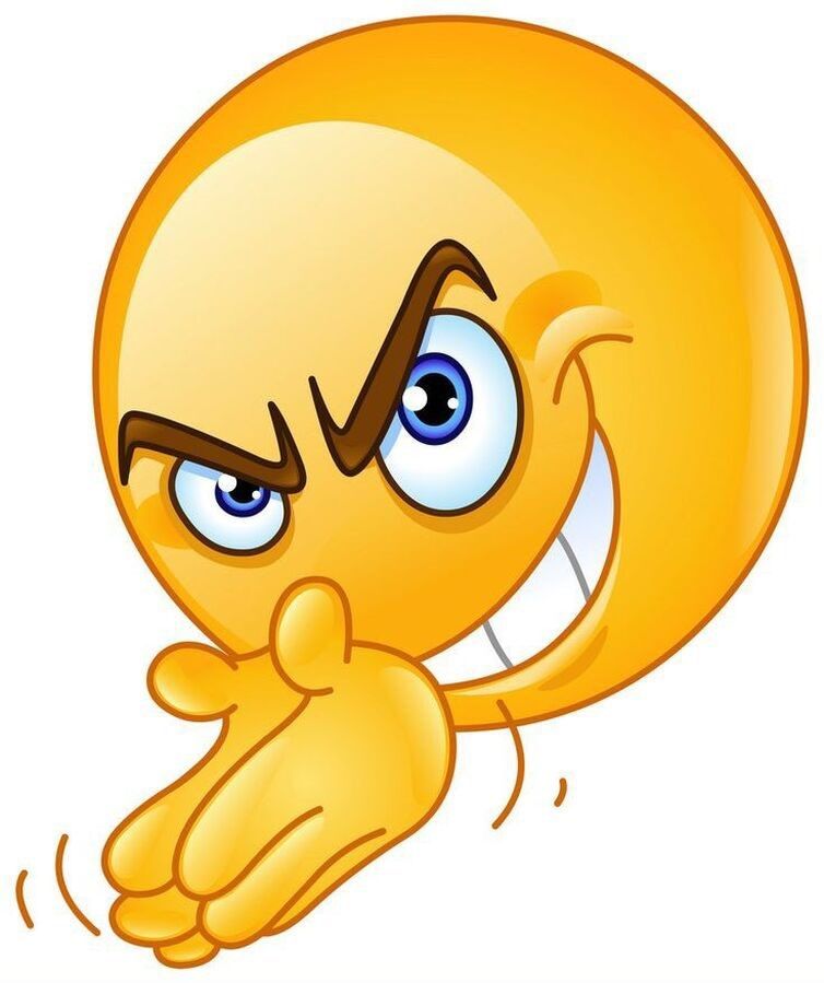 Emoji featuring an evilly smirking smiley face that's rubbing their hands together (also evilly one would assume)