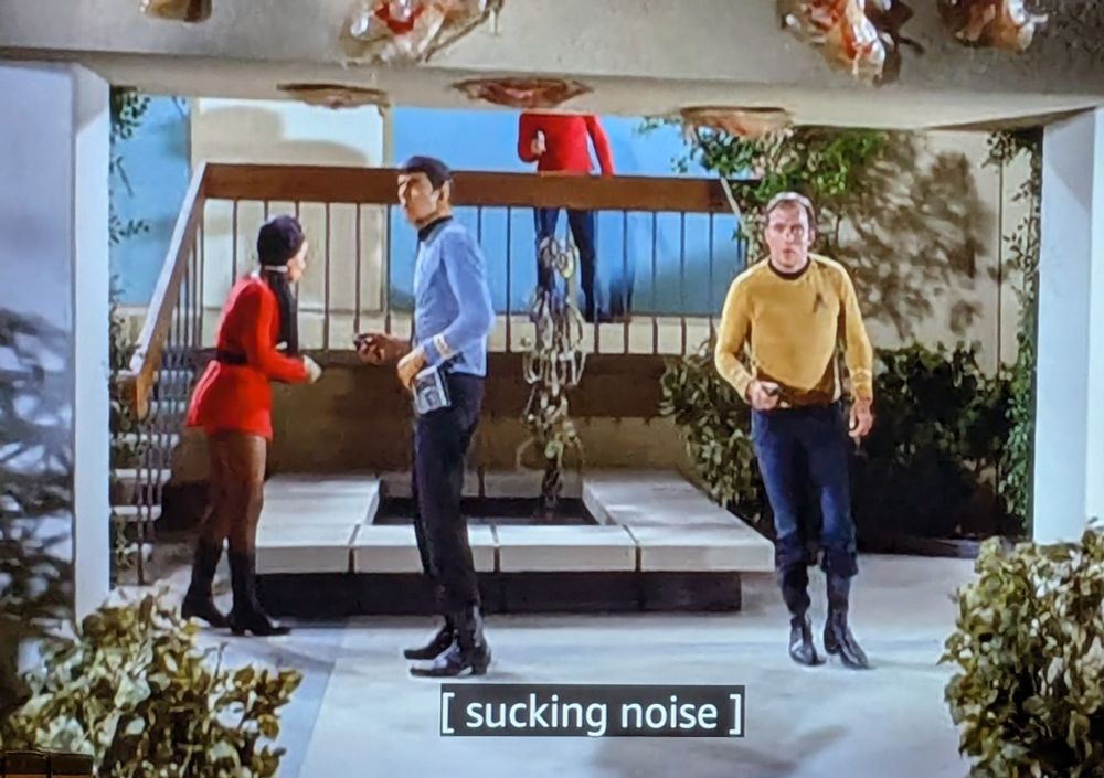 Shot from the TOS episode "Operation Annihilate!" where the caption reads "[sucking noise]"