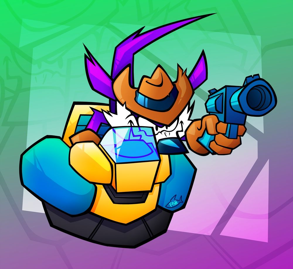Fang the Hunter piloting the Marvelous Queen. He drives forward, leaning over the dashboard with his gun pointed straight ahead. This is a redraw of Fang from the IDW Sonic 30th Anniversary special comic.