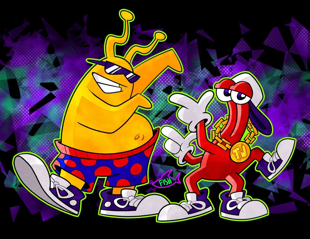 Illustration of ToeJam and Earl. Highly funky.