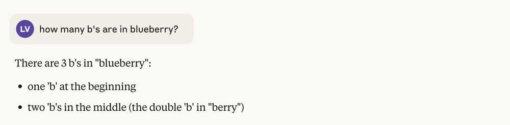 "how many b's are in blueberry?"

3