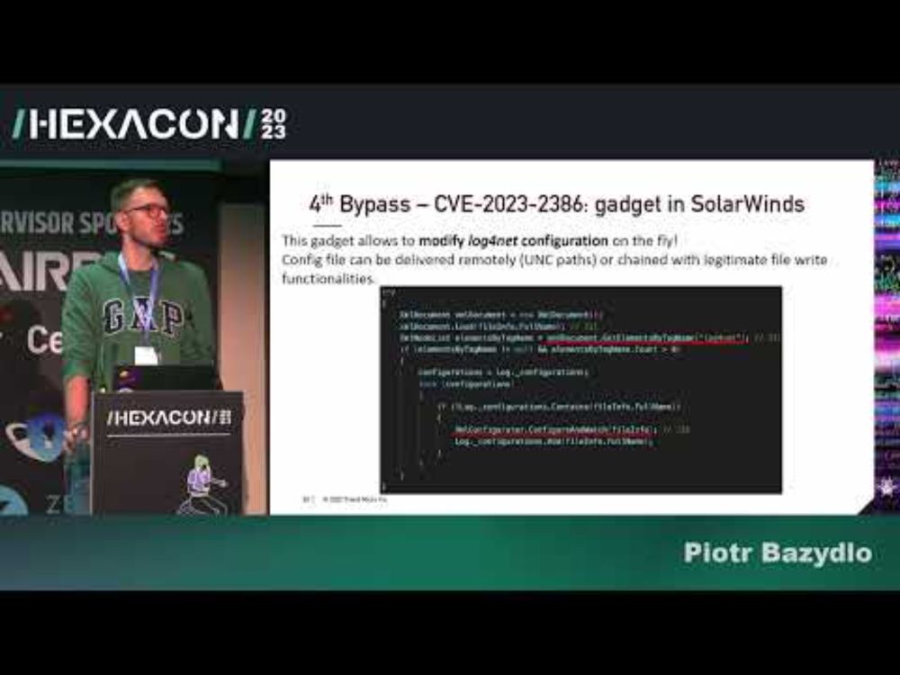 HEXACON2023 - Exploiting Hardened .NET Deserialization by Piotr Bazydło