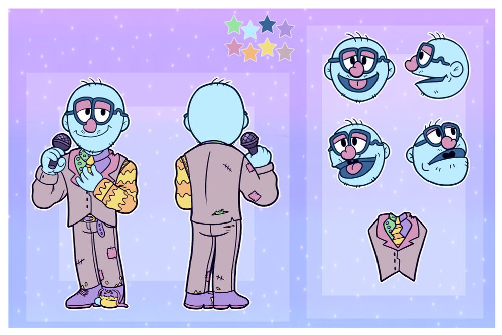 A character reference sheet for Shaun, created by HibbySloth.