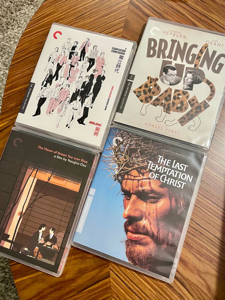 Four Blu-rays: a Confucian confusion and Mahjong, bringing up baby, the last temptation of Christ, and the flavor of green tea over rice