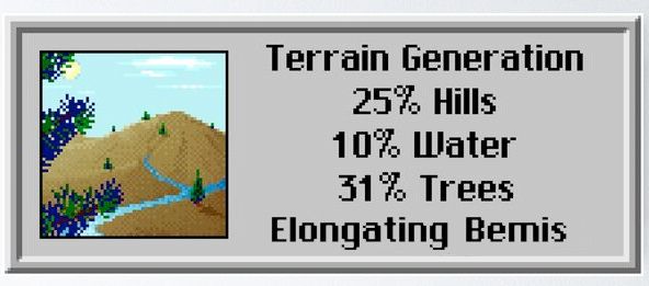 generating a new sim city 2000 terrain, ensuring the bemis is elongated