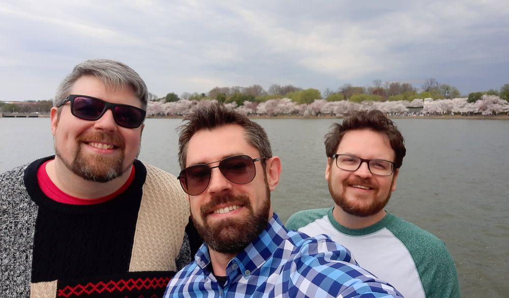 Selfie of me, Josh, and Jack in front of the Tidal Basin