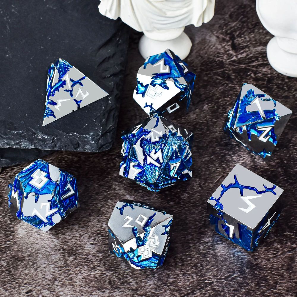 Do you prefer silver or black silver? This is our Silver & White Blue Dragon Dice.