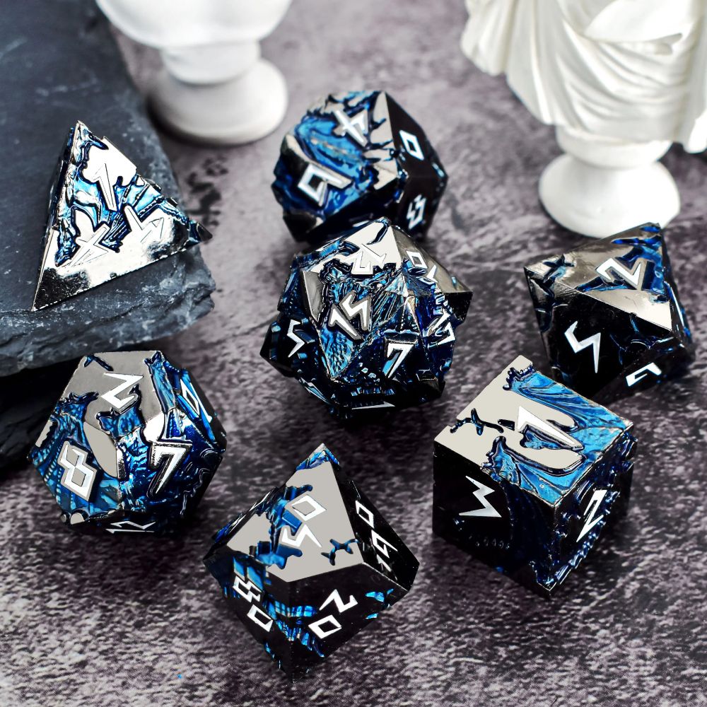 Do you prefer silver or black silver? This is our Black Silver & White Blue Dragon Dice.