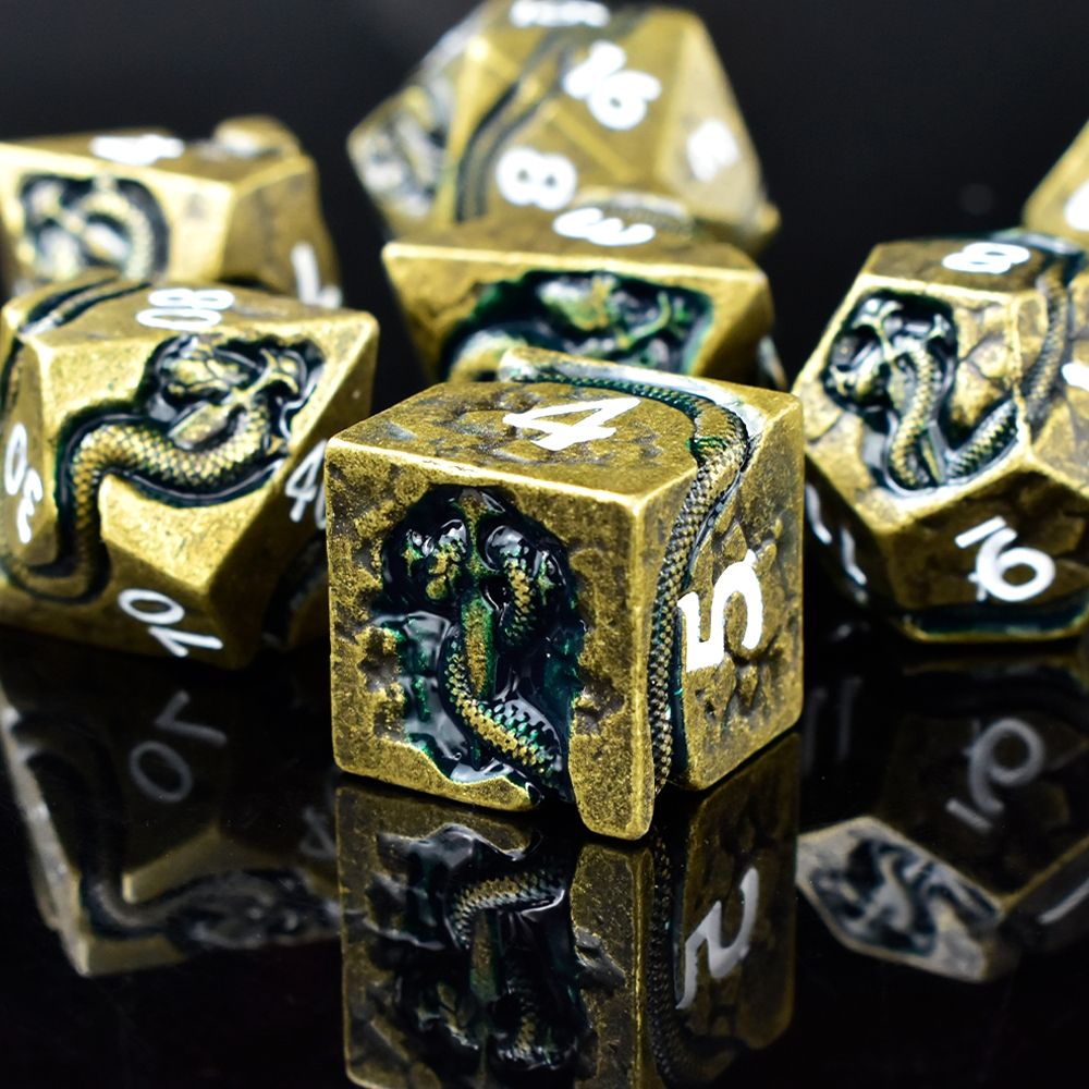 Serpent’s Dagger Dice Set is now available in six stunning colors: Voidstone, Orichalcum, Dark Silver, Silver Black, Silver White, and Rose Golden—ready to roll!