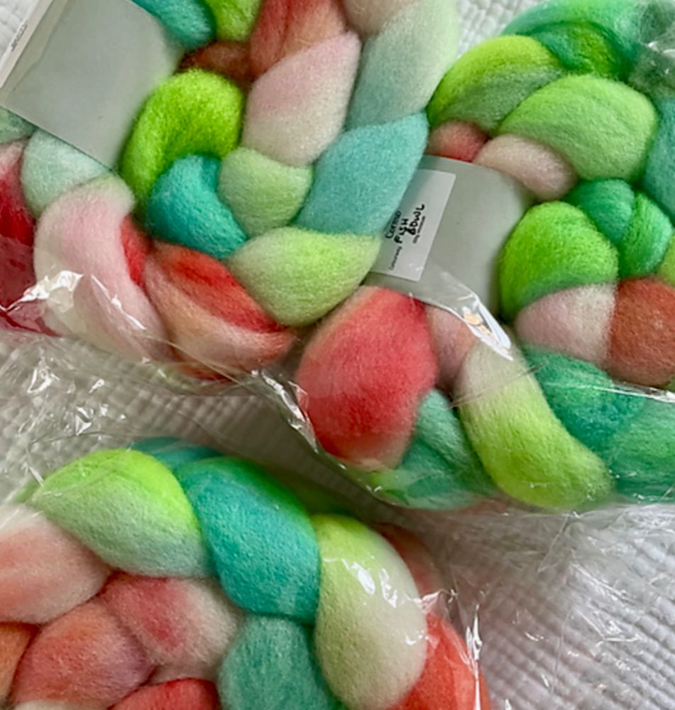 Floofy cormo fiber braids from Bramble Ridge 