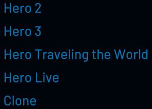 Cropped screenshot of the Camera Settings, which mirror the highway's camera from the games. Instead of calling it "Guitar Hero," they instead call it "Hero". while Guitar Hero 1 and 2 are simply called "Hero 2" and "Hero 3," Guitar Hero: World Tour is humorously called "Hero Traveling the World." Guitar Hero Live is simply called "Hero Live," and interestingly, Clone Hero is just called "Clone"