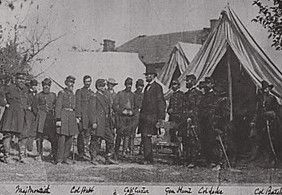 Abraham Lincoln reviews the line for IML wristbands in Chicago, 1863.