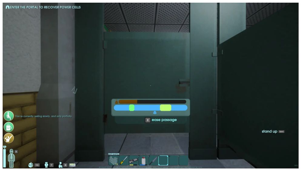 The interior of a bathroom stall with a popping monogamy. 