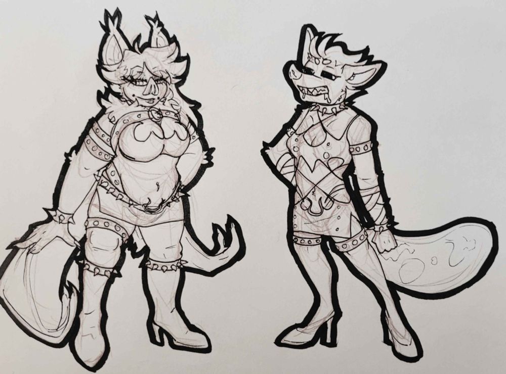 bitbat and Skeezel dressed as the demon sisters from Panty and Stocking (with a bold outline)