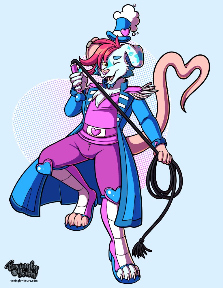 anthro dog/rat person wielding a whip