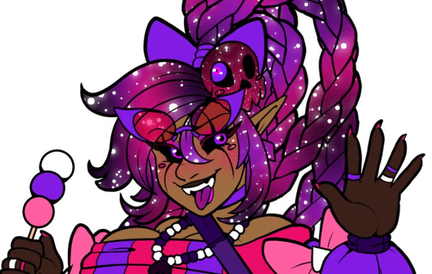 colorful space person waving
