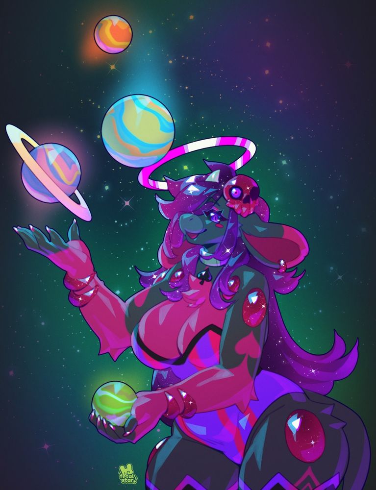 space cow juggling planets