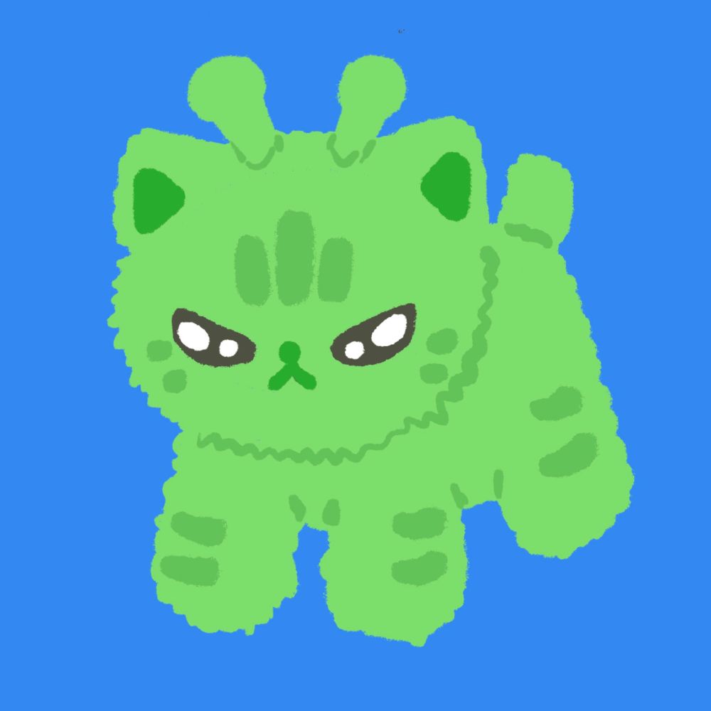Illustration of a green alien kitty