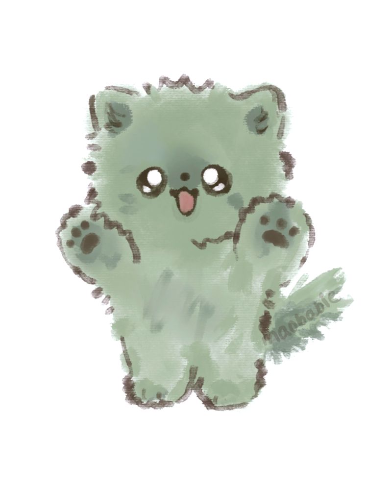 a fluffy green kitty! she is made of mold
