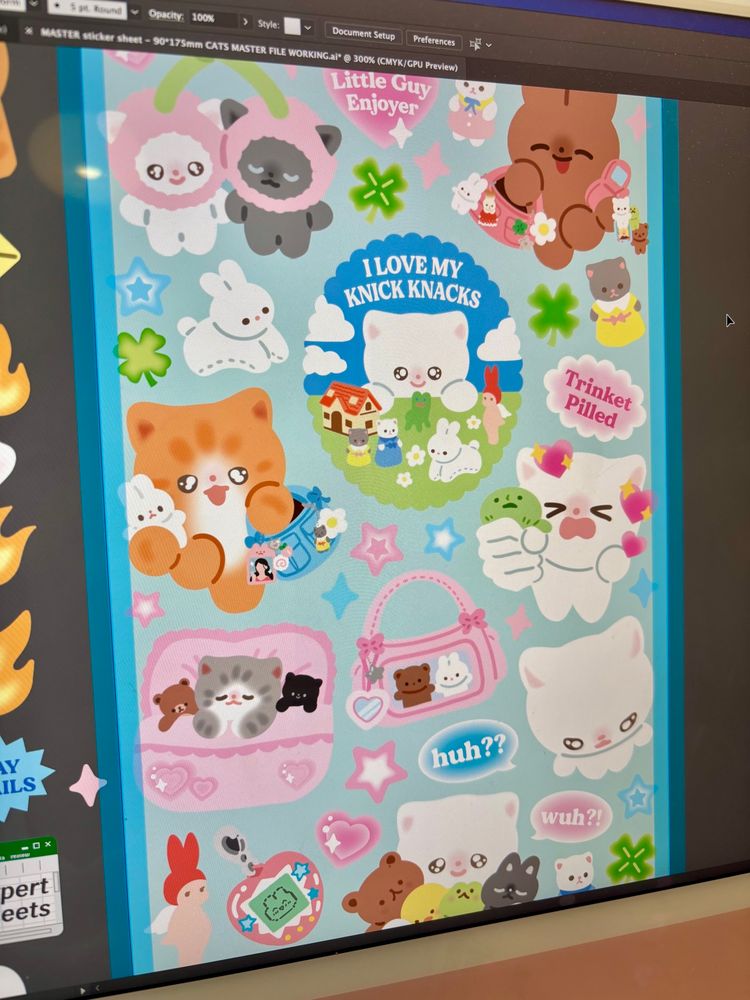 Screenshot of a sticker sheet inspired by trinket collecting