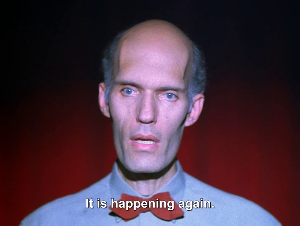 Carel Struycken as The Giant in Twin Peaks saying "It is happening again."