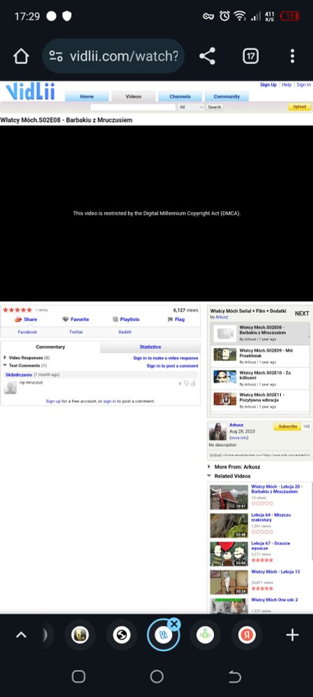 We were planning to make a retrospective series on this show, while Ruby was watching the 2024 Reboot, Wlatcy Moch One. I mainly used Vidlii because I'm from Russia and there are close to no ways of watching this series (I can't even go to Poland). Ruby used it as an easy way to watch the series other than on television. We are very saddened by this, especially Ruby (being the one hyperfixated on the series). I am currently trying to find other ways to watch Wlatcy Moch. 