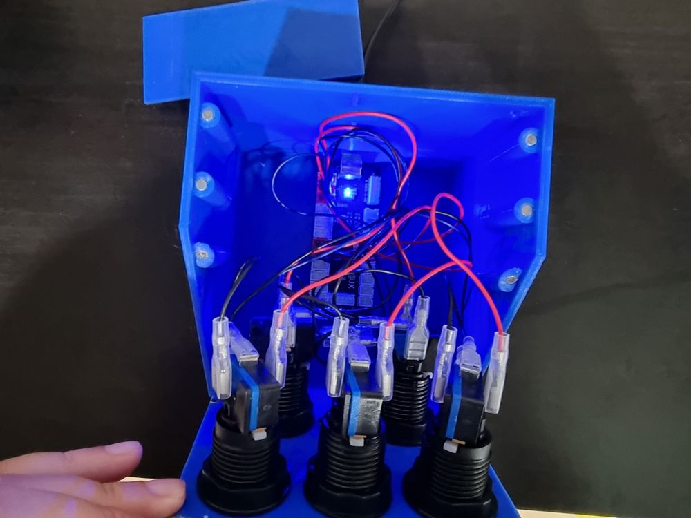 Back of the arcade button faceplate, showing all the wires.