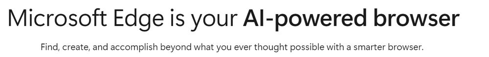 splash text that says "microsoft edge is your ai-powered browser"