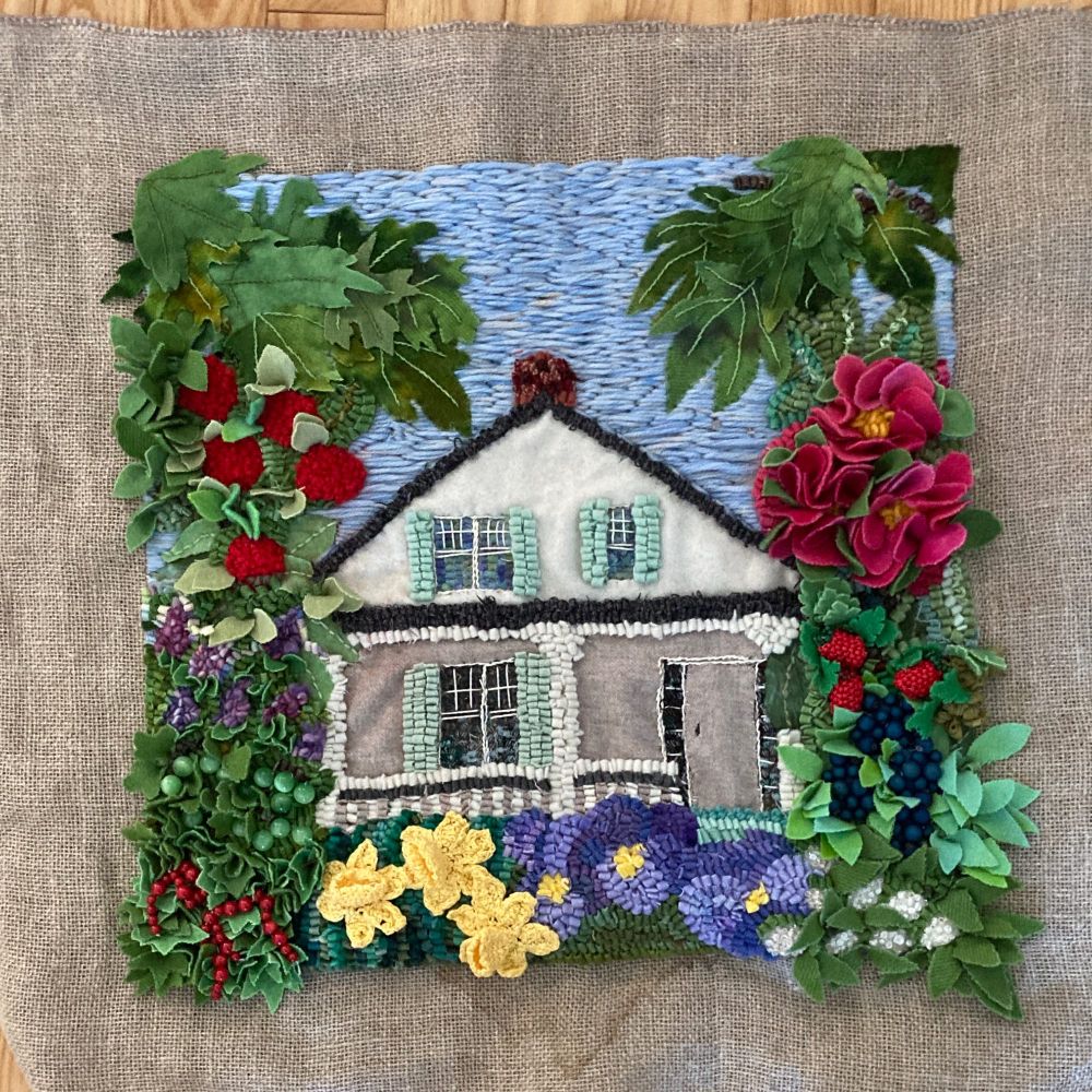 Piece of textile art. “The Farm” is almost done!  