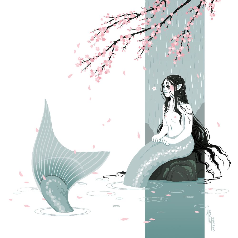 Mermaid in rain