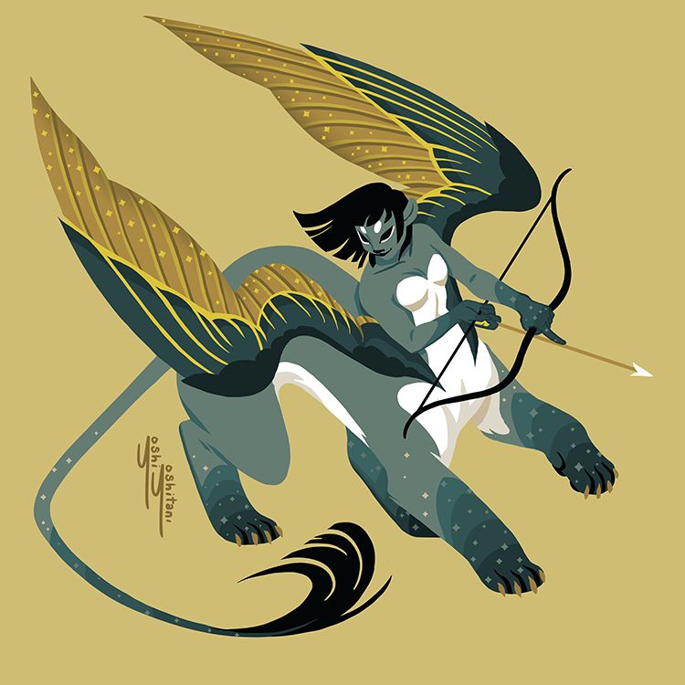Sphinx with bow and arrow by Yoshi Yoshitani