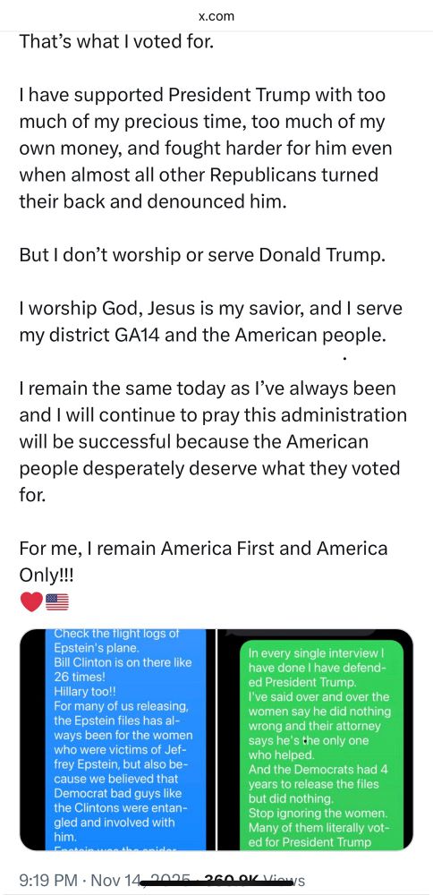 Marjorie Taylor Greene claps back hard:  “I don’t worship or serve Donald Trump.”