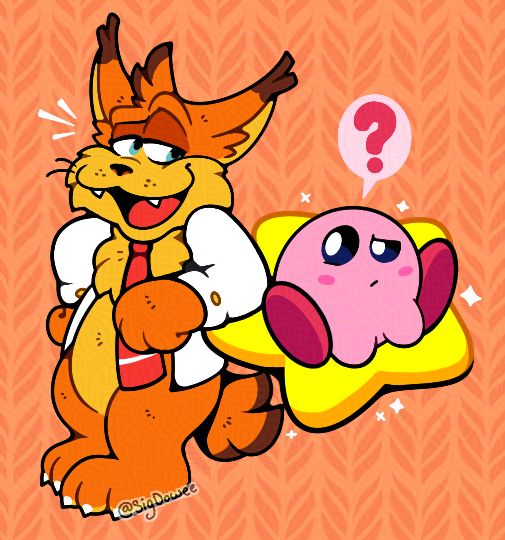 A drawing of Bubsy (in his 