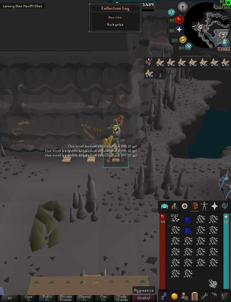 Me getting the rock golem pet at 3,975,650xp at bone shard mining