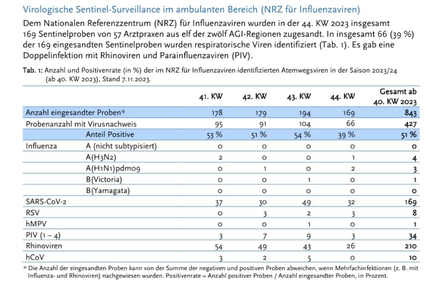 Uberisicht über verschiedene Atemwegserkrankungen, bzw die Erreger.
66 positive Tests. 32 sind Covid, 26 Rhinoviren,