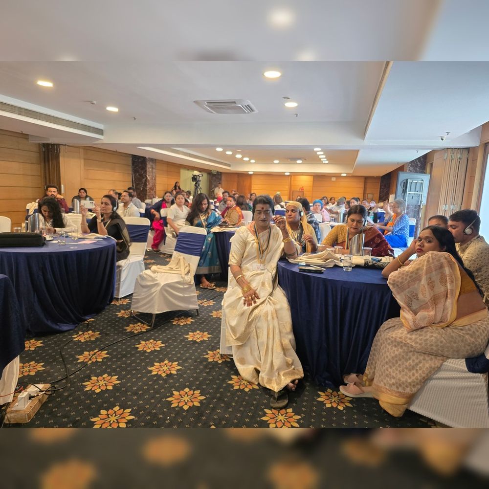 Image features participants of CREA's National Consultation on Trans-Inclusive Sanititation. All of them are spread across round tables.
