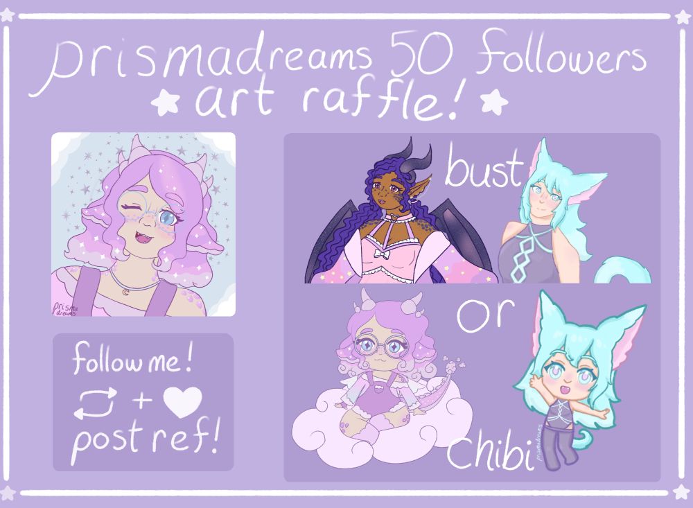 An infographic for the raffle, showing style examples.