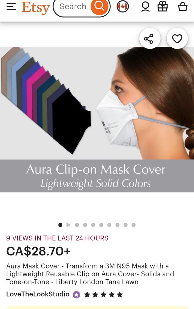 Product page showing different color options